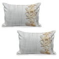 thumbnail image 1 of Seashells Quilted Pillowcover Set of 2, Starfish Marine in Vertical Direction Wood Surface Ocean Beach Nautical Print, Standard Queen Size Pillow Cover for Bedroom, 30" x 20", Ivory, by Ambesonne, 1 of 1