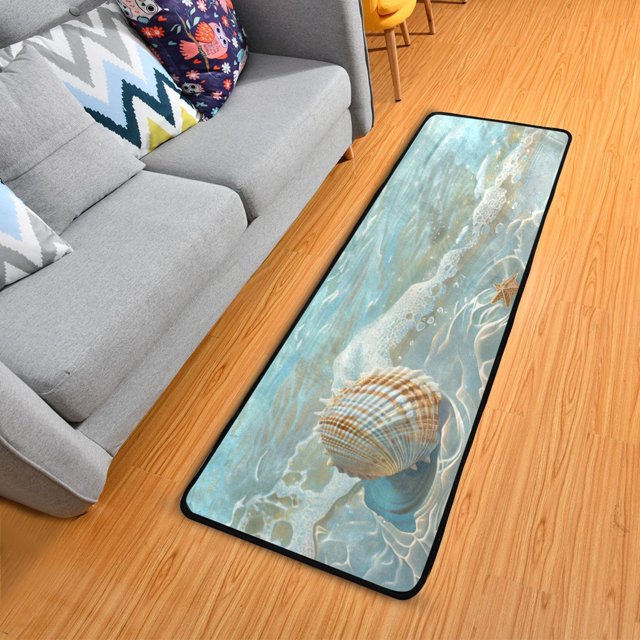 Seashells Sea Stars Beach Hallway Runner Rug 2' X 6' Area Rug NonSlip