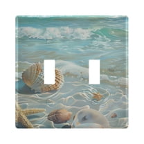 Seashells Sea Stars Beach Light Switch Plate Covers 2 Gang Wall Plate Plastics Outlet Covers for Kitchen Home Office Decor