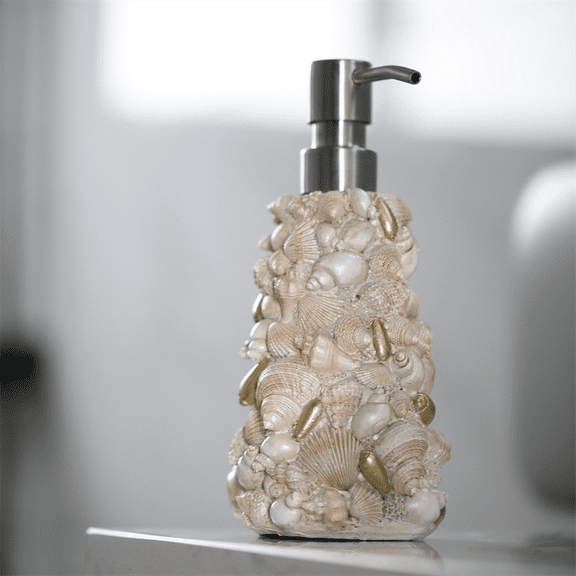Seashells Soap Dispenser 6.7oz Seashells Design Soap Dispenser Soap Pump Bottles with Rust Proof Stainless Steel Pump