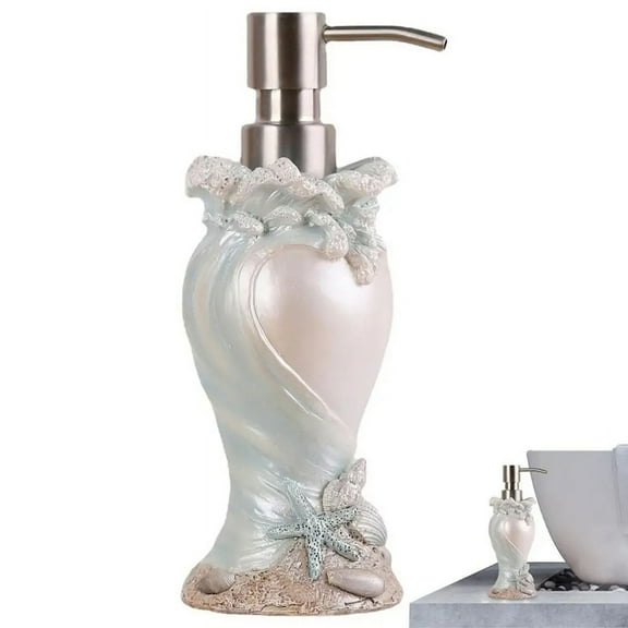 Seashells Soap Dispenser 6.7oz Seashells Design Soap Dispenser Soap Pump Bottles with Rust Proof Stainless Steel Pump