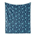 thumbnail image 1 of Seashells Soft Flannel Fleece Blanket, Maritime Aquatic Nature Concept Contour Form Spiral Shells with Stripes, Cozy Plush for Indoor and Outdoor Use, 60" x 80", Aqua and Navy Blue, by Ambesonne, 1 of 6