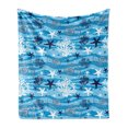 thumbnail image 1 of Seashells Soft Flannel Fleece Blanket, Nautical Underwater Universe Design of All Creatures Scallop Motif Illustration, Cozy Plush for Indoor and Outdoor Use, 60" x 80", Blue White, by Ambesonne, 1 of 5