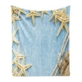 thumbnail image 1 of Seashells Soft Flannel Fleece Blanket, Seashells Rope Maritime Beach Theme Shellfish Wooden Board Romance Vintage, Cozy Plush for Indoor and Outdoor Use, 50" x 70", Baby Blue Ivory, by Ambesonne, 1 of 5