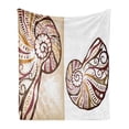 thumbnail image 1 of Seashells Soft Flannel Fleece Throw Blanket, Boho Seashells Pattern Divided 2 Part Effects Hear the Ocean Creature, Cozy Plush for Indoor and Outdoor Use, 70" x 90", Pale Brown Cream, by Ambesonne, 1 of 5