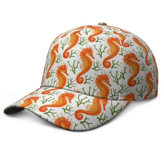 Seashells and Starfish Baseball Cap – Nautical Summer Marine Beach Hat with Tropical Ocean Creatures, Cute Coastal Life Cartoon Design, Lightweight Breathable Dad Hat for Men Women