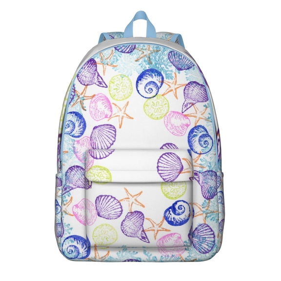 Seashells Starfish Beach Canvas Bookbag – Lightweight Travel Backpack with Tropical Marine Design, Comfortable Carrying, and Anti-theft Multifunctional Features for Daily Commuting and Beach Trips