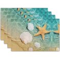 thumbnail image 1 of Seashells and Starfish Placemats Set of 4, Summer Beach Table Mats, Linen Rectangle 12x18in Machine Washable Non Slip Table Place Mats for Kitchen Dining Table Home Decoration, 1 of 6