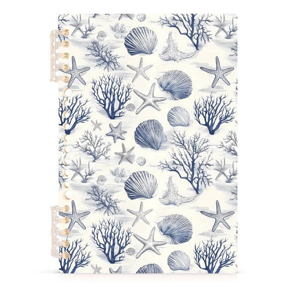 Seashells Starfish Seaweed Notebooks 1-subject Journal 60 Sheets A5 College Ruled Paper Detachable Ring 8.3"x5.7"