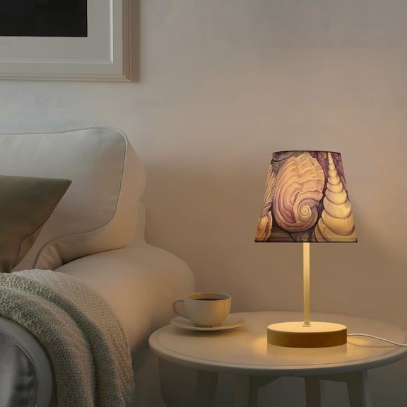 Seashells Stripes Desk Lamp 3 Color Modes LED Table Lamp Nightstand Reading Light for Bedroom Living Room