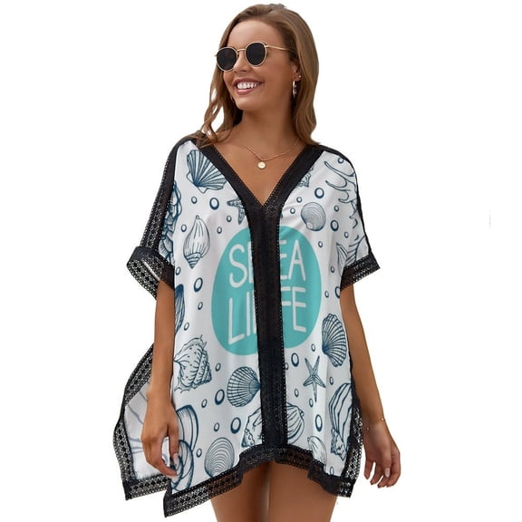 Seashells, Summer, Holidays Women's Swimsuit Coverup Summer Beach Cover Up Bathing Suit Dress