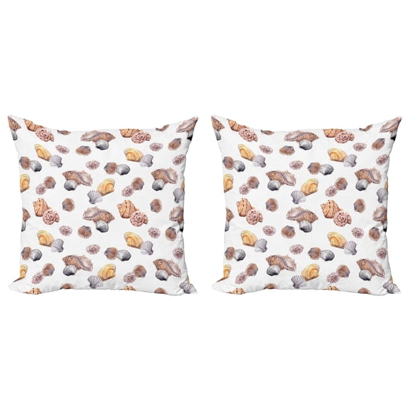 Ambesonne Colorful Throw Pillow Cover 2 Pack, Mediterranean Seashore, 20", Marigold White Mauve