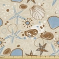 thumbnail image 1 of Ambesonne Seashells Fabric by the Yard Upholstery, Doodle Starfishes, 10 Yards, Pale Brown Pale Blue, 1 of 4