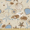 thumbnail image 1 of Ambesonne Seashells Fabric by the Yard Upholstery, Doodle Starfishes, 3 Yards, Pale Brown Pale Blue, 1 of 4