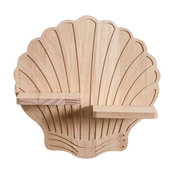 Seashells Wall Shelf, Wooden Hanging Storage Shelves Decorative Floating Shelves Living Room, Play Rooms, Decors Mounted Floating Shelf Beige