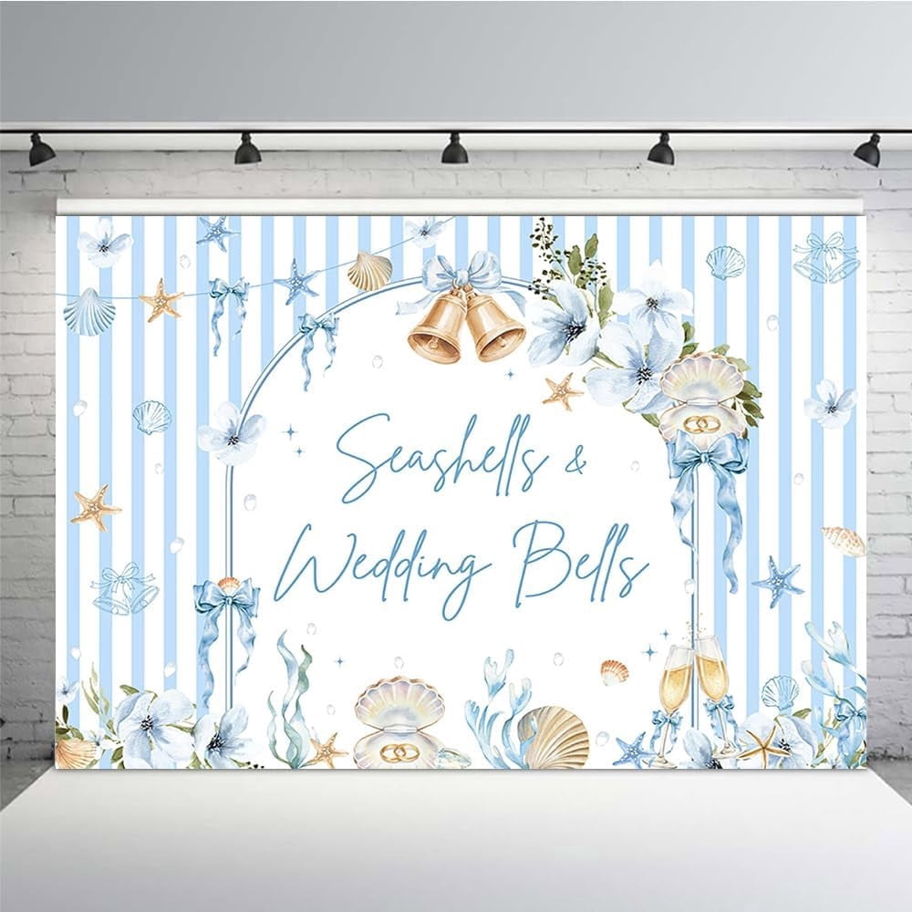 Seashells and Wedding Bells Backdrop Last Toast on the Coast Background ...
