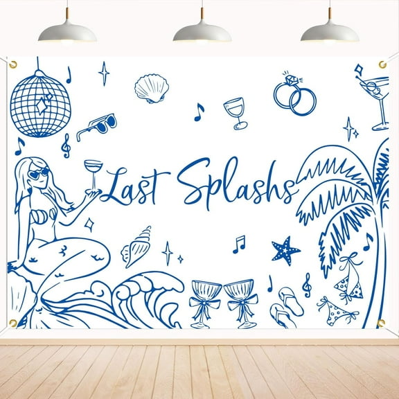 Seashells Wedding Bells Banner Last Splashes Backdrop Last Toast on The Coast Decor Retro Coastal Bride to Be Banner Beach Bachelorette Party Decorations 7x5Ft