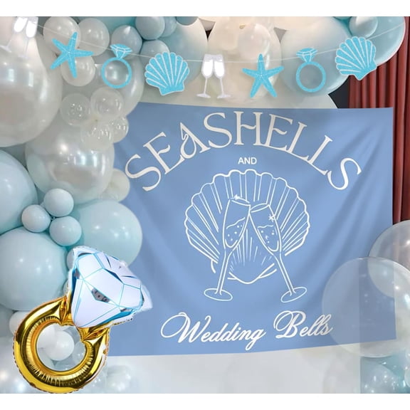 Seashells and Wedding Bells Banner Last Toast on the Coast Sign Beach Bachelorette Decorations Coastal Bridal Shower Party Decorations Beach Theme Bachelorette Party Decor