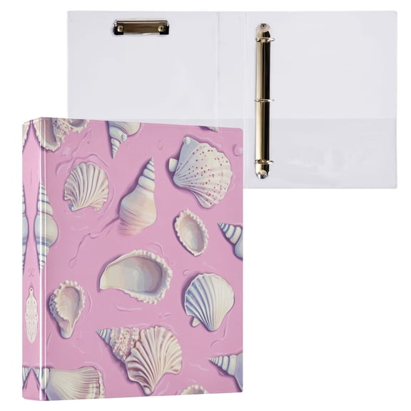 Seashells and Conch Shells 3 Ring Hardcover Binders 1.5in Round Rings for Letter-Size Folder Paper Organizer Pockets for Office Student Recipe