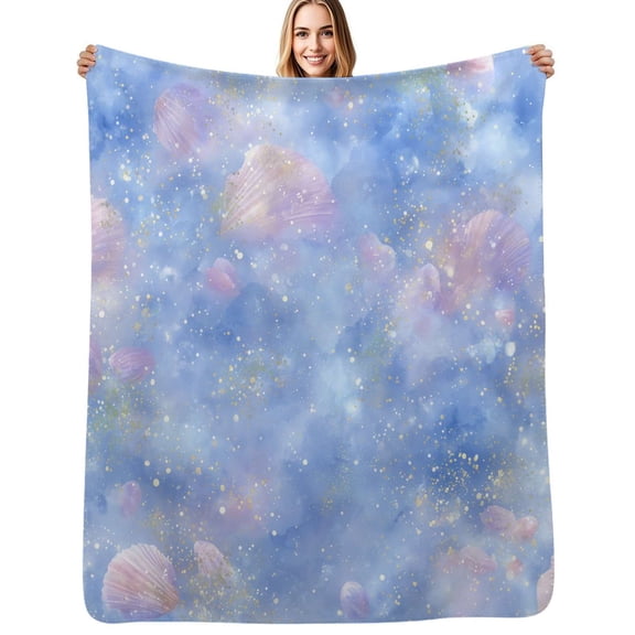 Seashells and Sparkles Pattern Flannel Blanket Warm Soft Bedding Throws Winter Camping Chair Sofa Bed