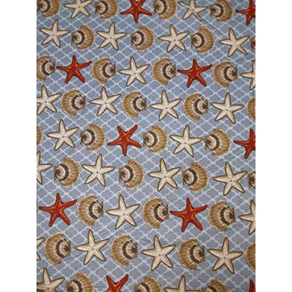 Seashells and Starfish Cotton Fabric
