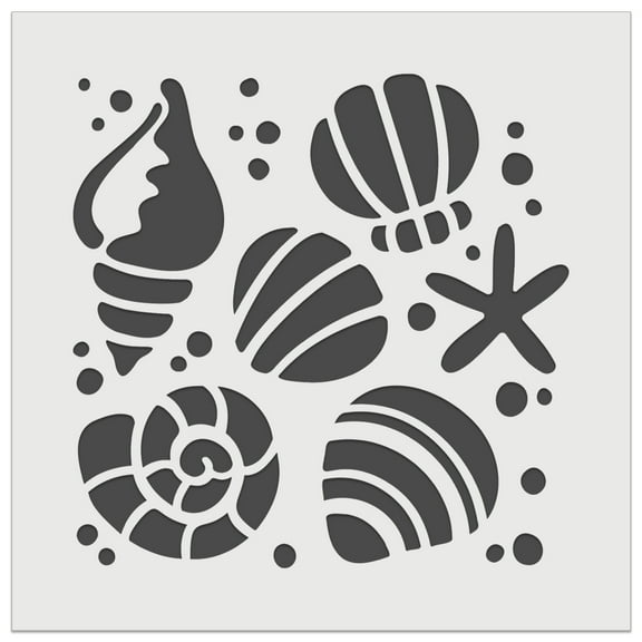 Seashells and Starfish DIY Cookie Wall Craft Stencil - 3.5 Inch