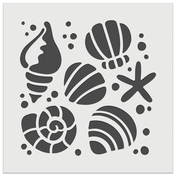Seashells and Starfish DIY Cookie Wall Craft Stencil - 4.5 Inch