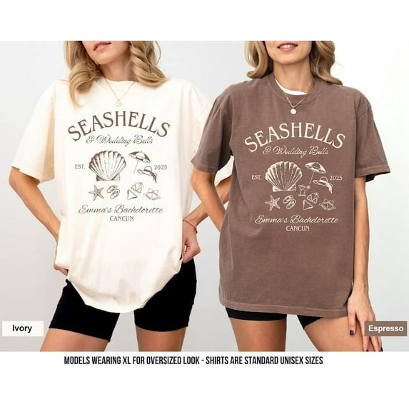Seashells and Wedding Bells Shirts Bachelorette Shirts Beach Bachelorette Shirts Coastal bachelorette Bach Club Tee Shirts TH190544