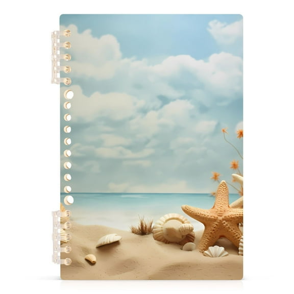 Seashells on Beach with Sky Spiral Journal Notebook College Ruled Notebook 8.3" x 5.7" A5 Lined Thick Paper Page