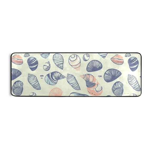 Seashells on Light Background Runner Rug for Hallways Kitchen Non Slip 2'x 6' Washable Hall Carpet for Bedroom Entryway Laundry Room