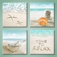 thumbnail image 1 of Seashore Artwork Painting Wall Art: Drift Bottle & Seashells on the Beach Pictures Canvas Print for Bathroom (12'''' x 12'''' x 4 Panels), 1 of 6