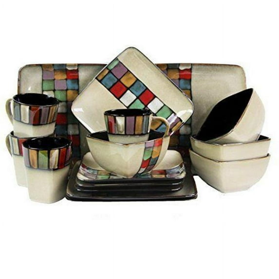 Seashore Breeze Service for 4 Stoneware Dinnerware Set, 16 Piece