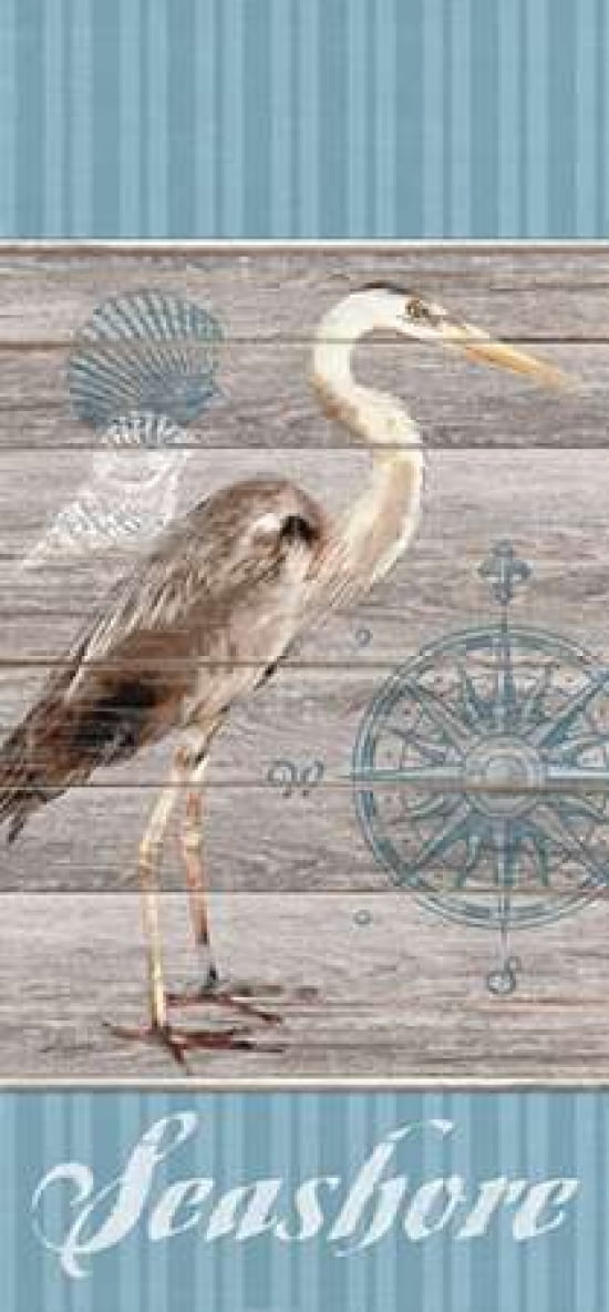 Seashore Heron Canvas Art - Sam Appleman (24 x 48)