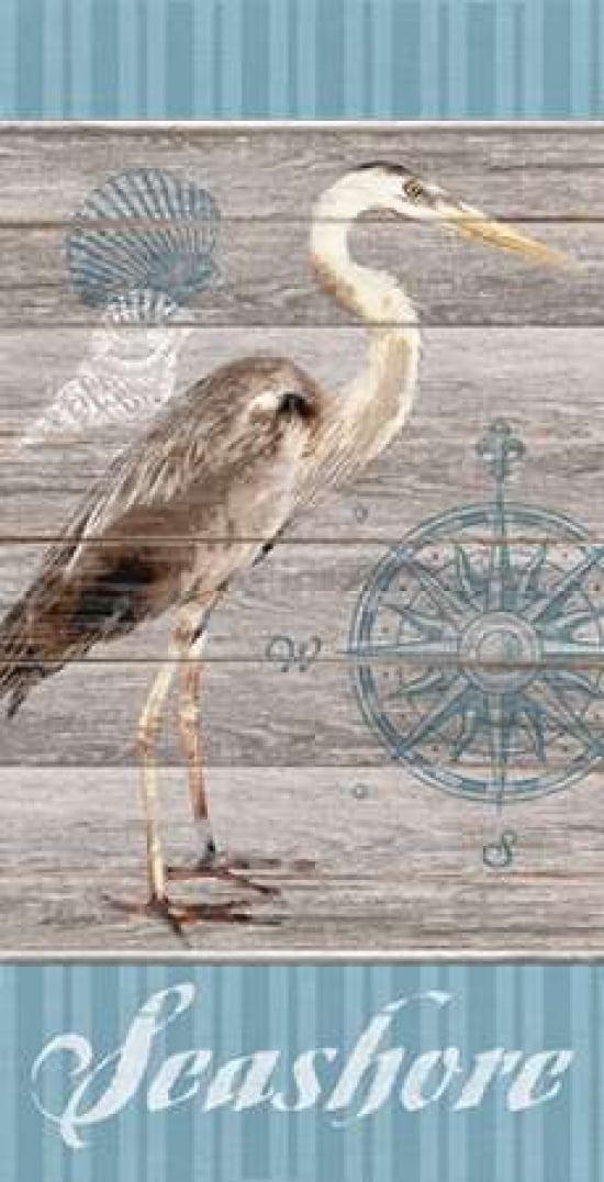 Seashore Heron Canvas Art - Sam Appleman (24 x 48)
