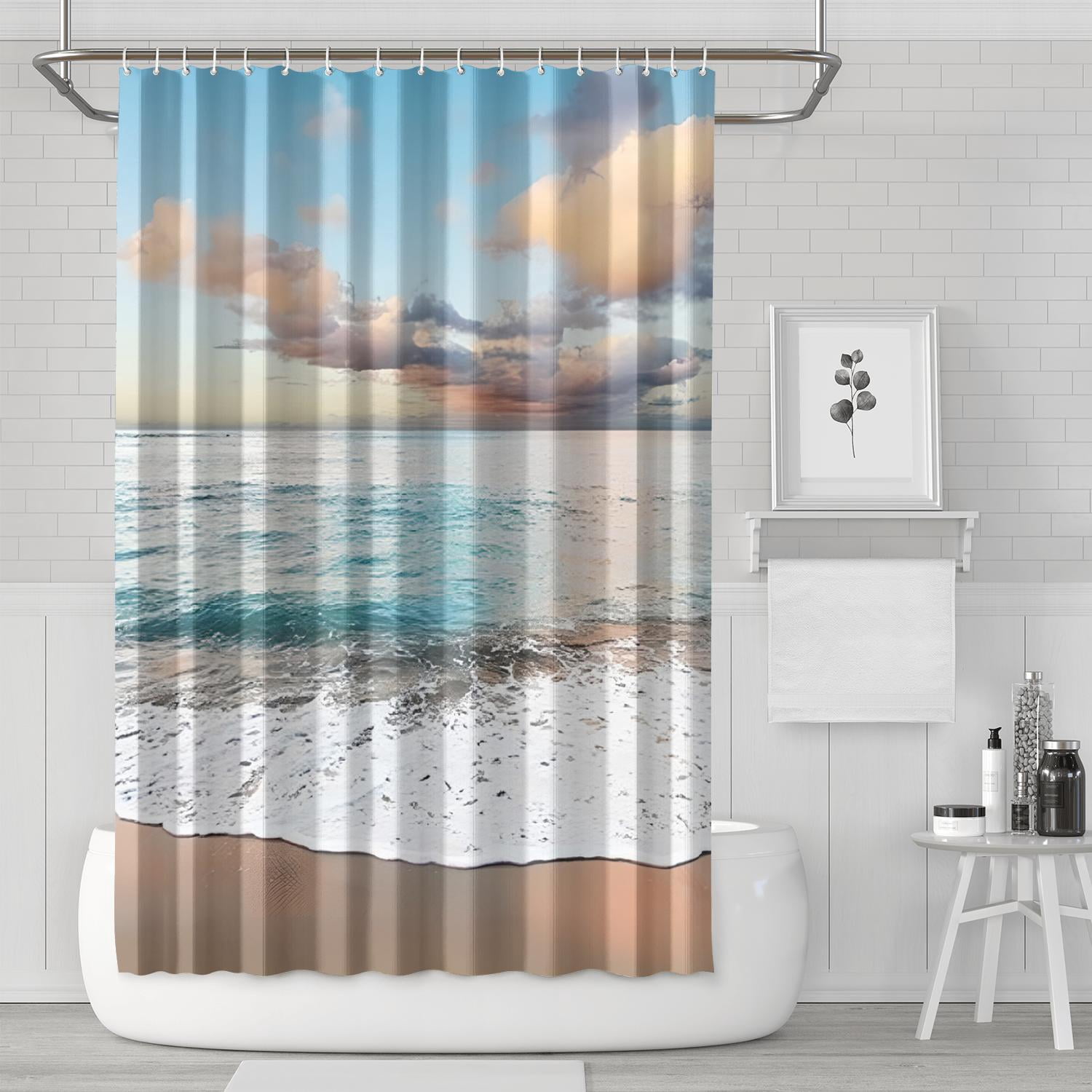 Seashore Sunrise Hawaiian Blue Ocean (5) Shower Curtains Waterproof ...