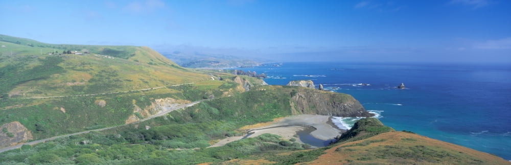 Seashore along Highway 1 Mendocino County Northern California Canvas Art - Panoramic Images (36 x 12)