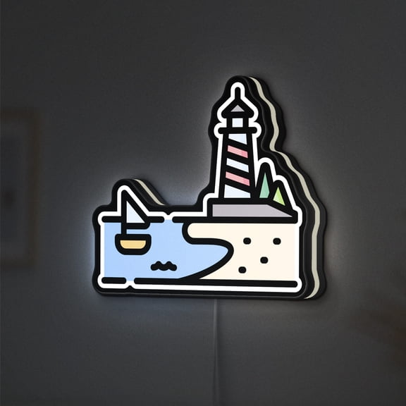 Seaside 3D Novelty Light Box for Waterfront Homes, Nautical Decor, Ideal for Beachcombers (Height 12 inch, 30cm)