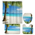 thumbnail image 1 of Seaside Beach Shower Curtain Sets Palm Tree Ocean Waves Bathroom Curtains Window Scenery Fabric Decor Non-slip Bath Mats Toilet, 1 of 5