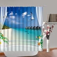 thumbnail image 1 of Seaside Beach Shower Curtains Tropical Palm Trees Plant Ocean Hawaii Nature Scenery Bath C, 1 of 5