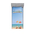 thumbnail image 1 of Seaside Bedding Set with Sheet & Covers, Beach Chair Umbrella on the Beach Leisure Time Tourist Attractions Photo Print, Printed Bedroom Decor 2 Shams, 4 Sizes, Turquoise Beige, by Ambesonne, 1 of 3