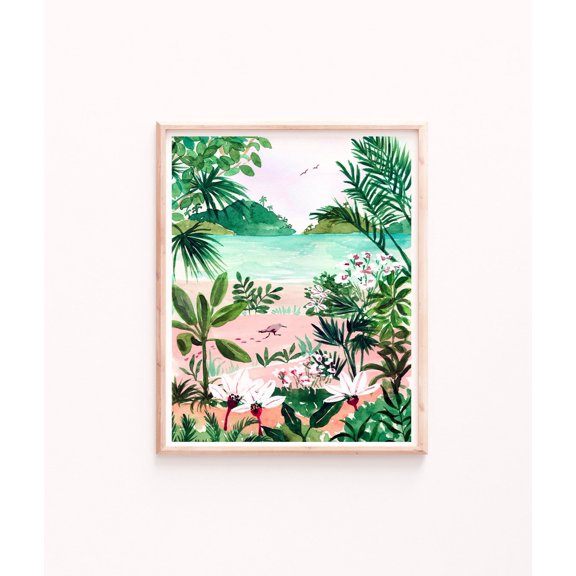 Seaside Botanical Poster Tropical Artwork (Signed by Artist), Unframed Poster Size 24x36 F03.1.19l1370