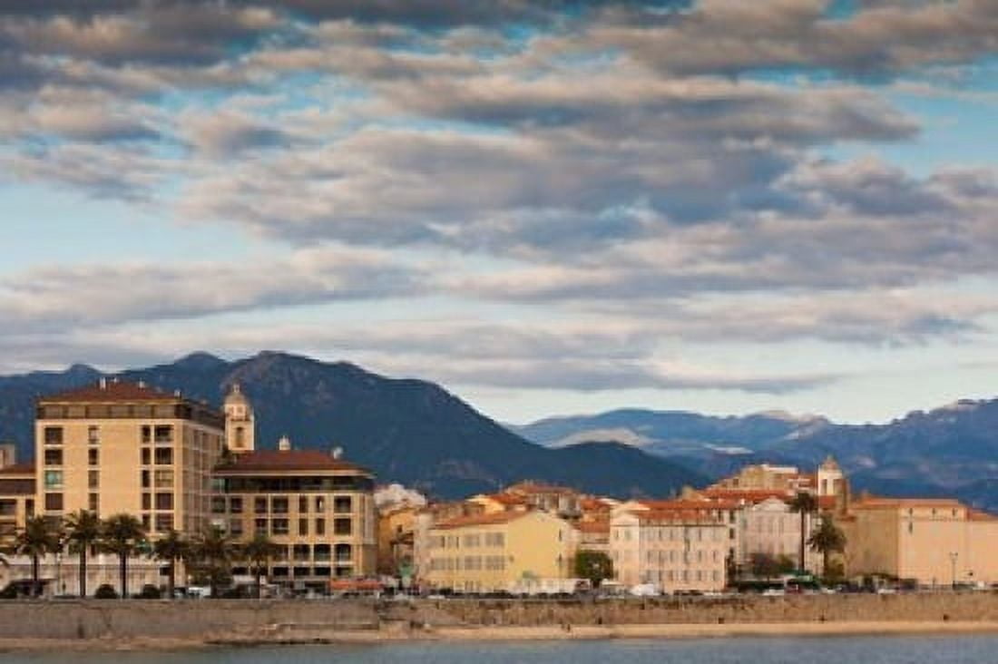 Seaside City View of Corsica Canvas Art - Walter Bibikow DanitaDelimont (28 x 19)