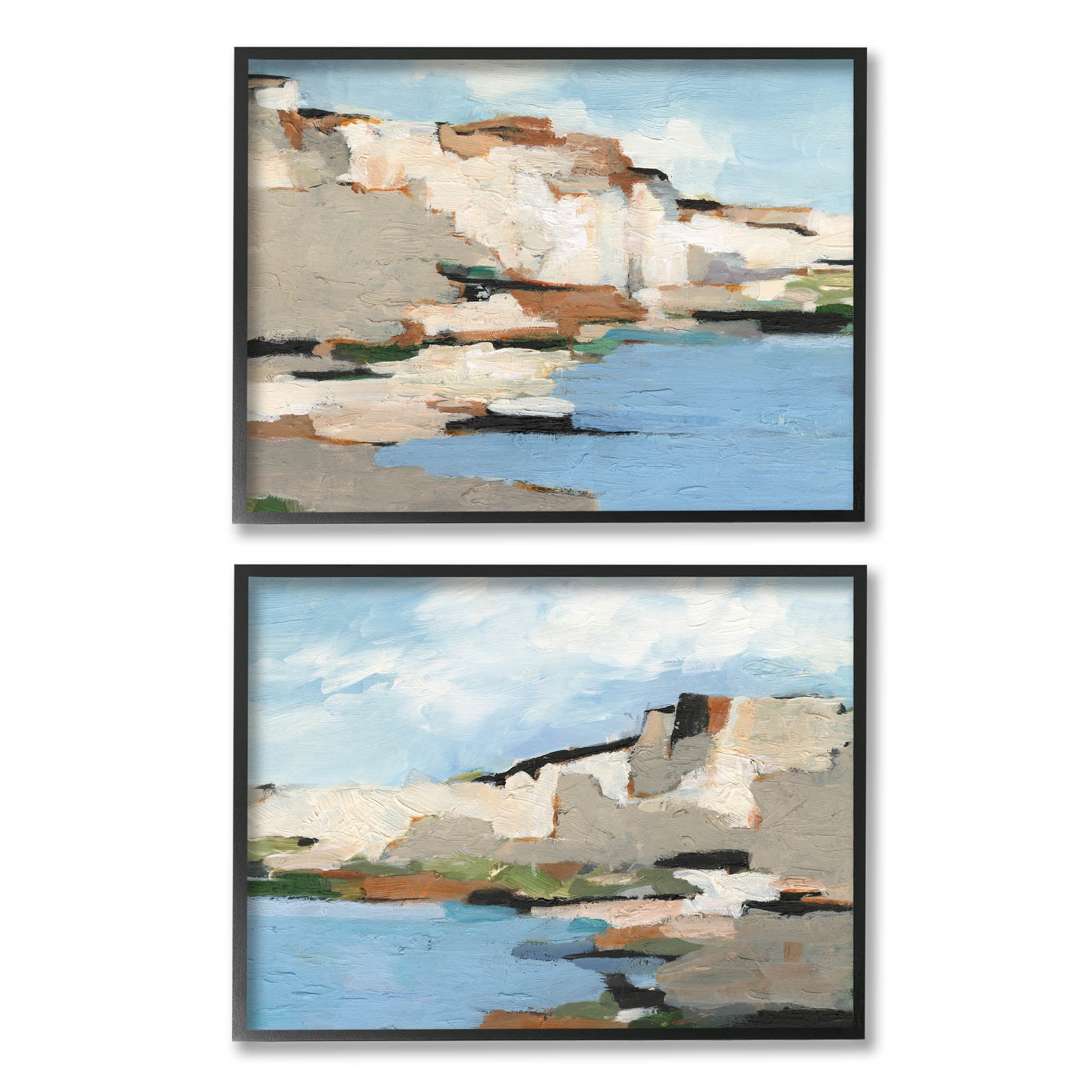 Seaside Cliff Modern Landscape Black Framed Art Set