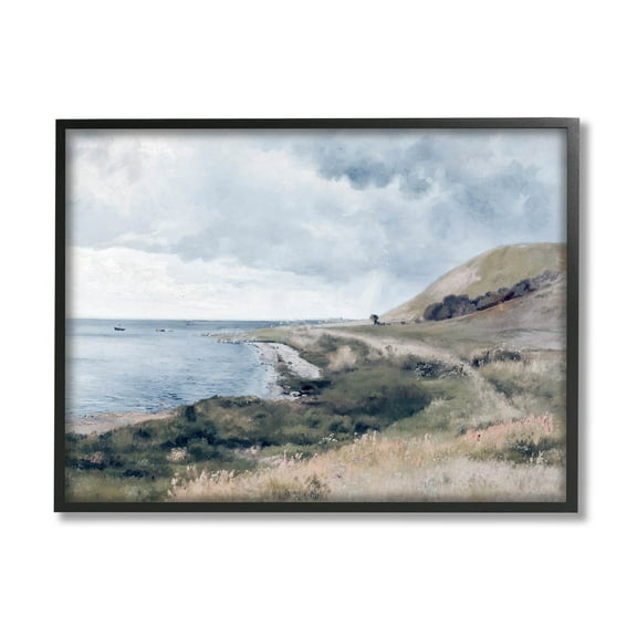 Seaside Cliffs Ocean Scenery Landscape Graphic Art Black Framed Art Print Wall Art