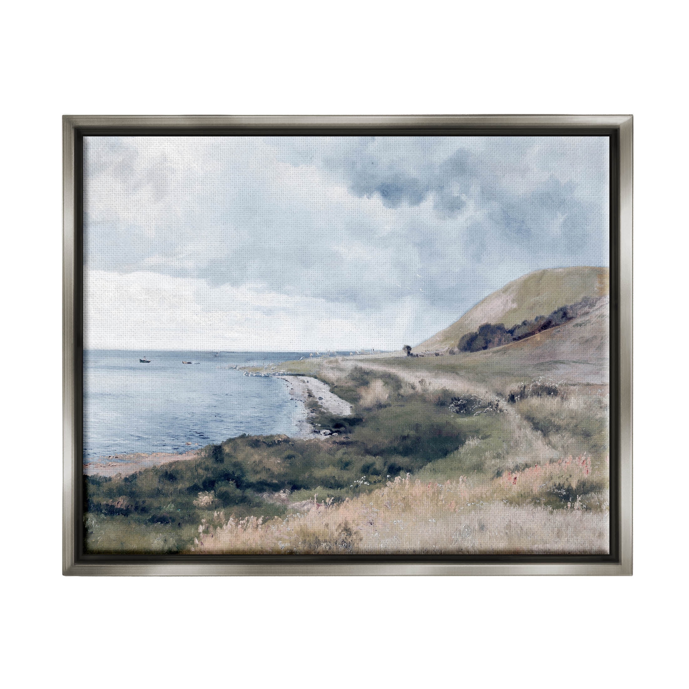 Seaside Cliffs Ocean Scenery Landscape Graphic Art Luster Gray Framed Art Print Wall Art
