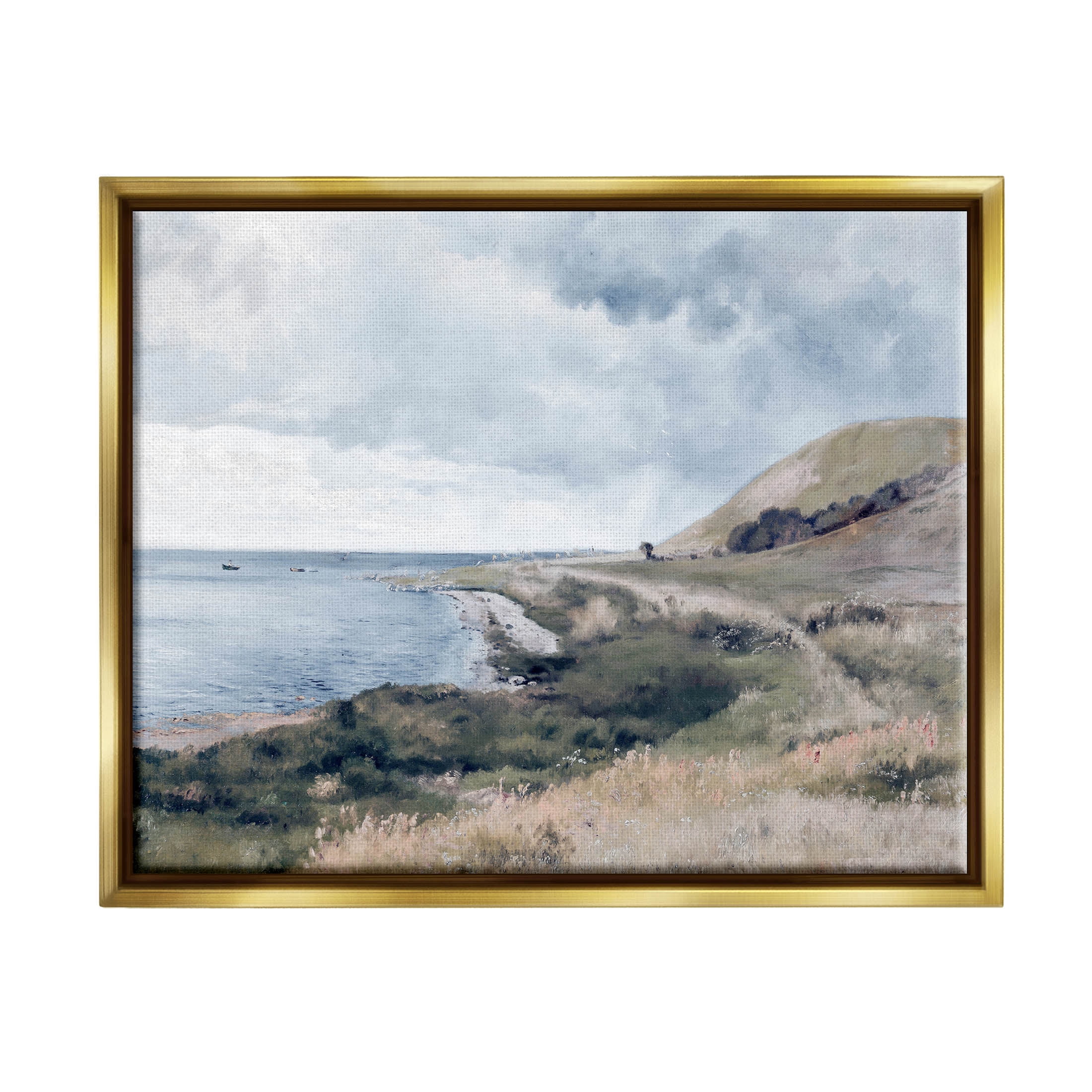 Seaside Cliffs Ocean Scenery Landscape Graphic Art Metallic Gold Framed Art Print Wall Art