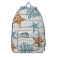 thumbnail image 1 of Seaside Creature Cartoon Backpack for Teens, Waterproof Durable Bookbag with Nautical Sand & Ocean Life Theme, Lightweight and Multi-pocket for Daily Use, 1 of 5
