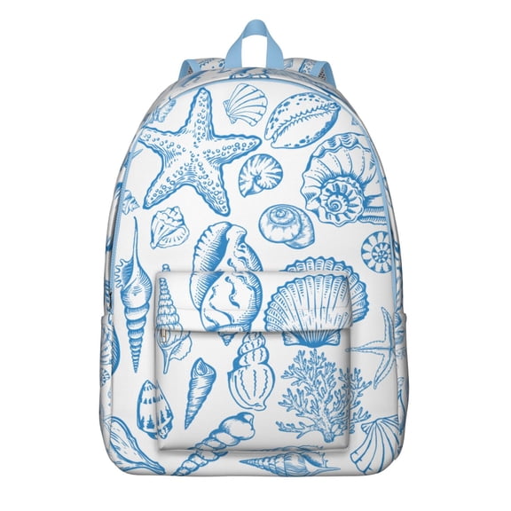 Seaside Creature Cartoon Backpack for Teens, Waterproof Durable Bookbag with Nautical Sand & Ocean Life Theme, Lightweight and Multi-pocket for Daily Use