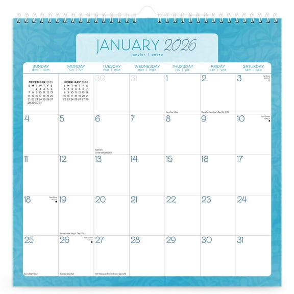 Seaside Currents | 2026 12x12" (Hanging) Wire-O Calendar | Stickers | BrownTrout