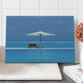 thumbnail image 1 of Seaside Cutting Board, Beach Chairs and Umbrella on a Island in the Middle of Ocean Seascape Picture, Decorative Tempered Glass Cutting and Serving Board, Large Size, Blue and Beige, by Ambesonne, 1 of 1